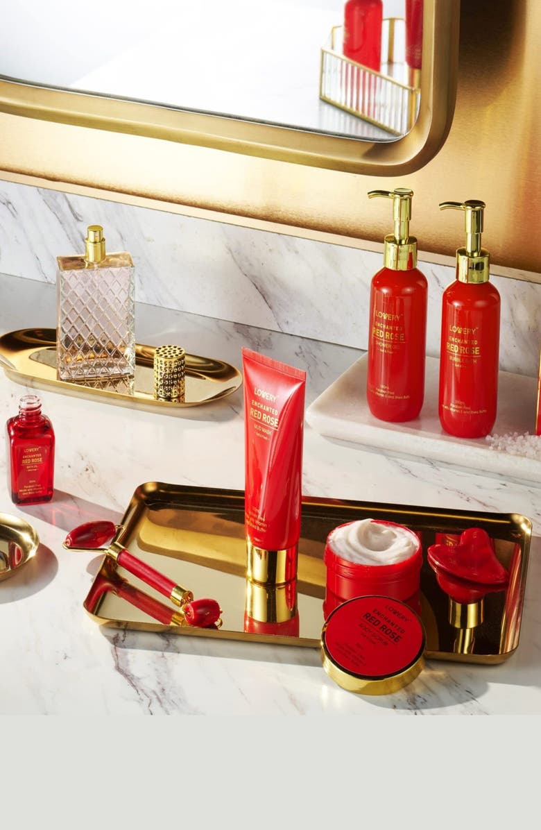 Lovery Luxe 11Pc Bath and Body Set with Perfume, Jade Roller, Gua Sha & More, Alternate, color, Red Rose / Gold
