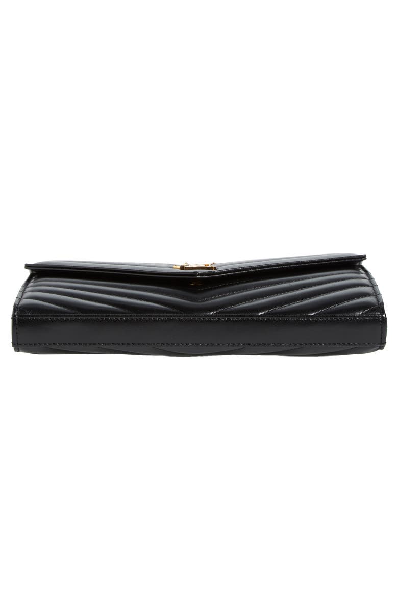 Saint Laurent Matelassé Leather Wallet on a Chain, Alternate, color, 