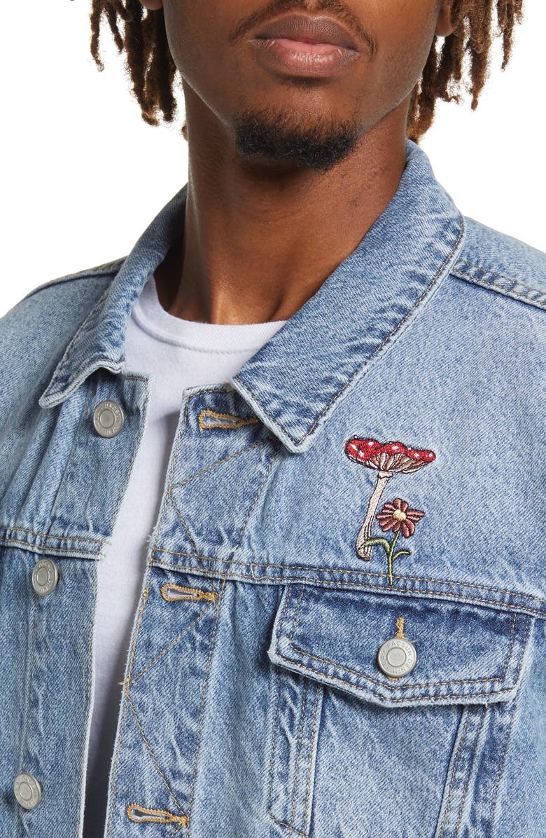 PacSun Mushroom & Floral Embroidered Denim Jacket, Alternate, color, 
