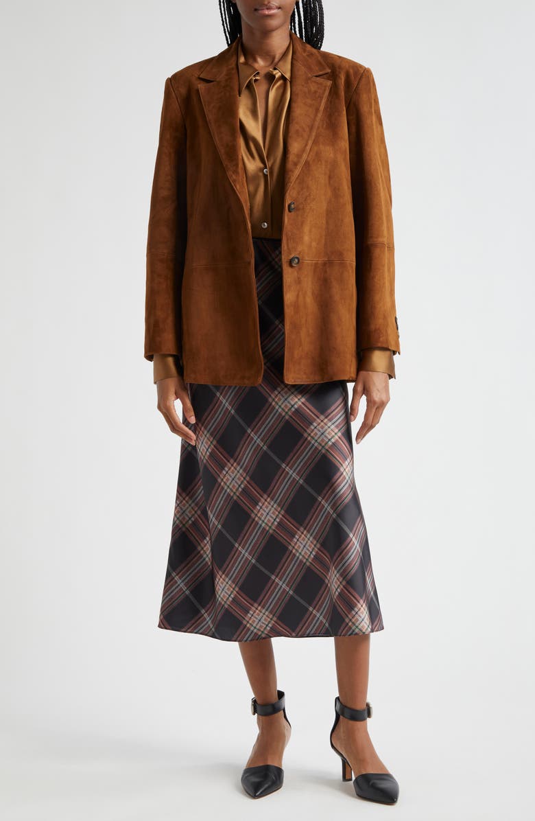 Vince Plaid Satin Slipskirt, Alternate, color, Vintage Petal