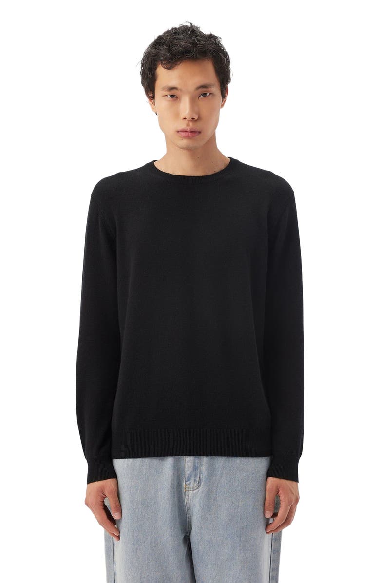 Gobi Cashmere Essential Crewneck Cashmere Sweater, Alternate, color, Black