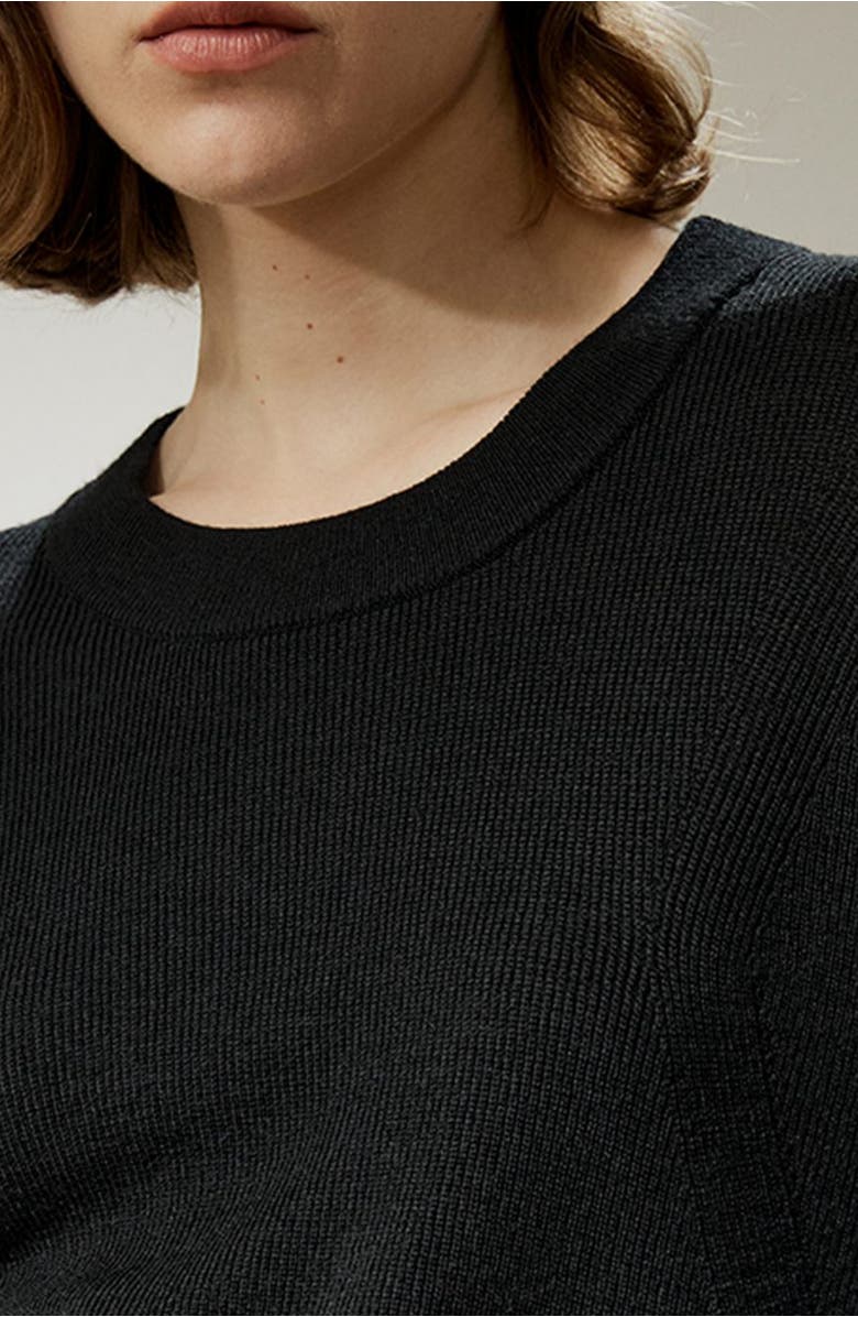 Lilysilk Ultra-fine Merino Wool Crewneck Sweater, Alternate, color, Black