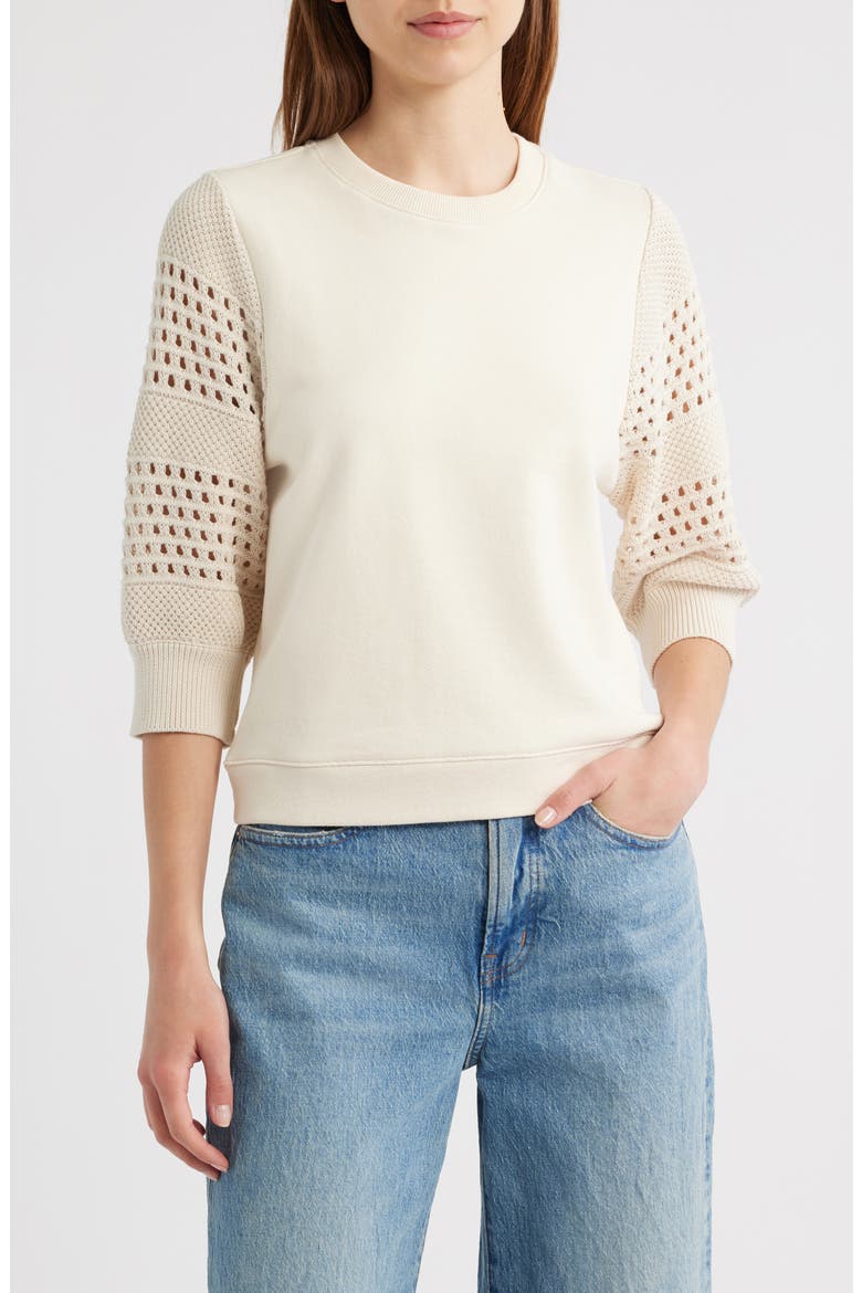 Kimberly Open Knit Cotton Sweater, Main, color, OAT