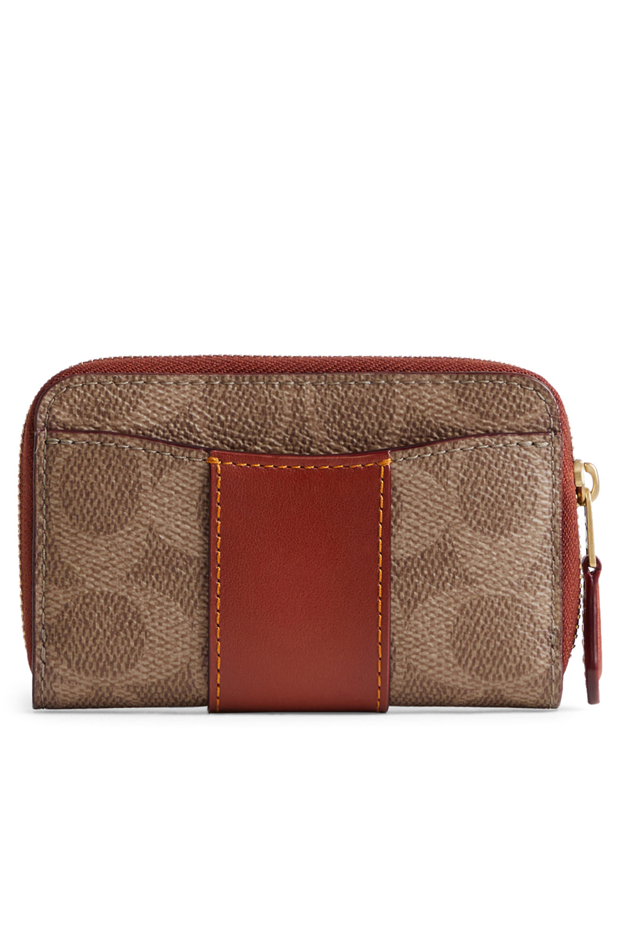COACH Small Essential Coated Canvas & Leather Zip Around Card