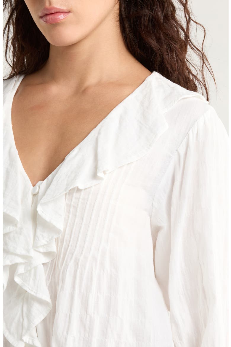 Ruffled Pintuck Long Sleeve Top, Alternate, color, IVORY