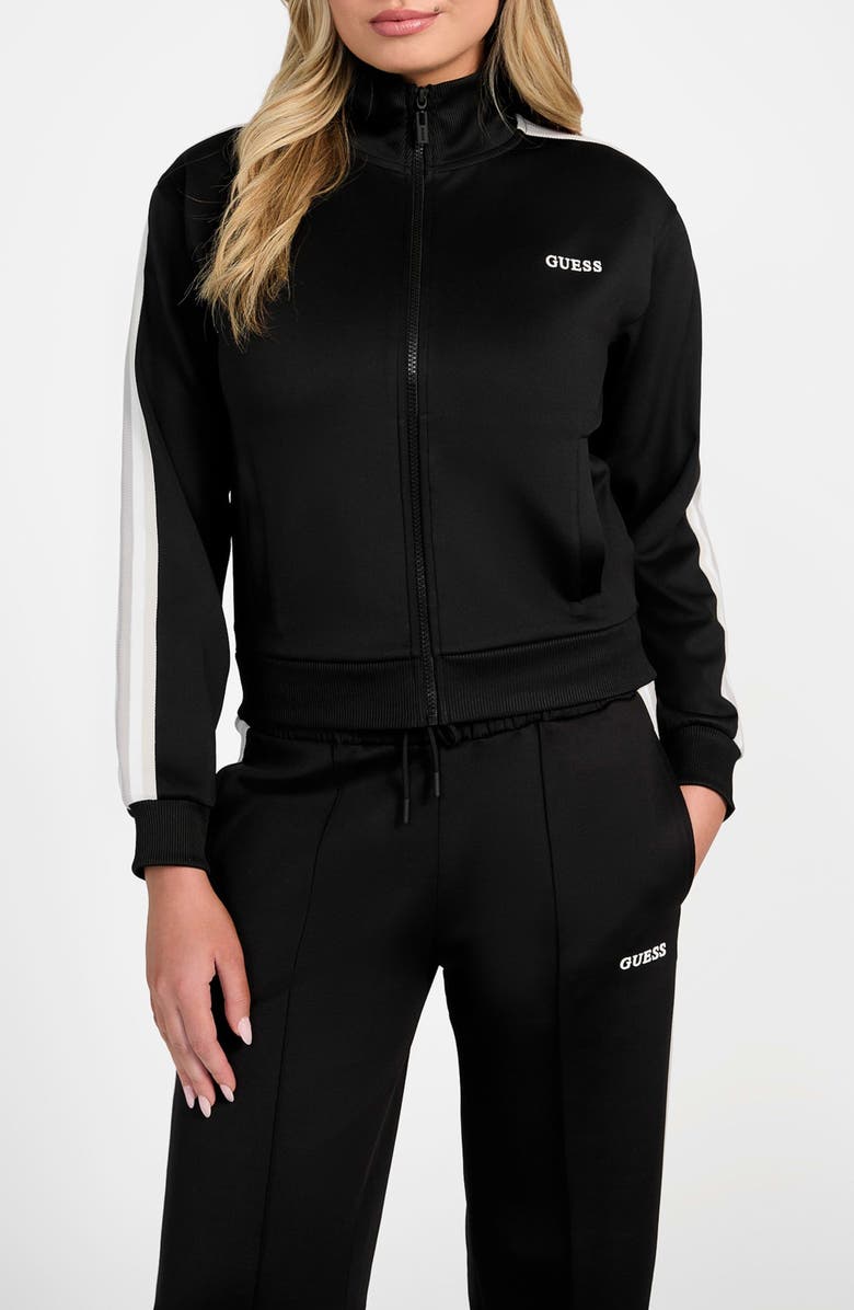 GUESS Yarrow Scuba Knit Track Jacket, Main, color, Jblk-Black2