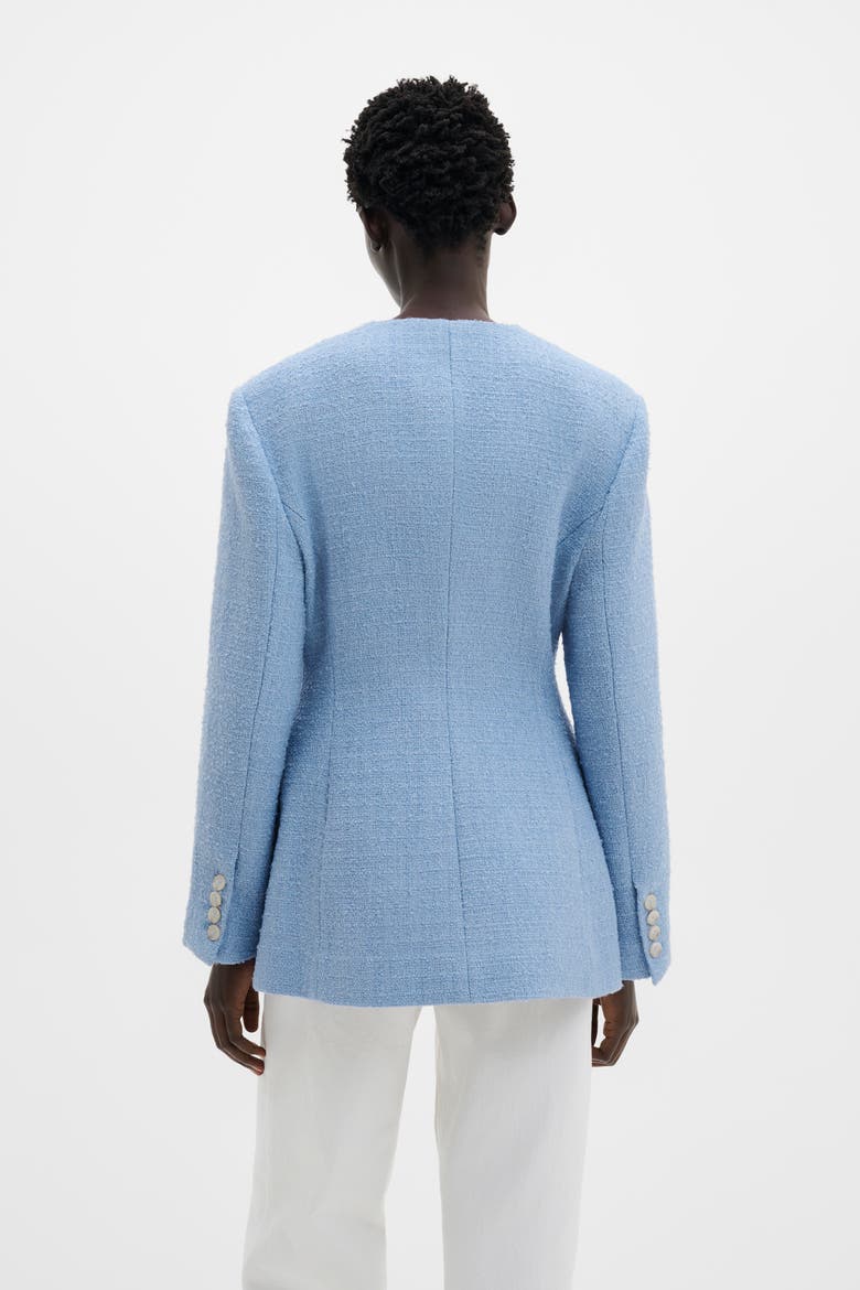 Carol Textured Round Neck Blazer, Alternate, color, Sky