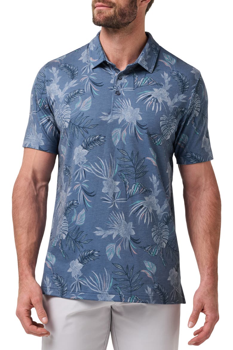Featherweight Floral Polo, Main, color, BLUE HORIZON