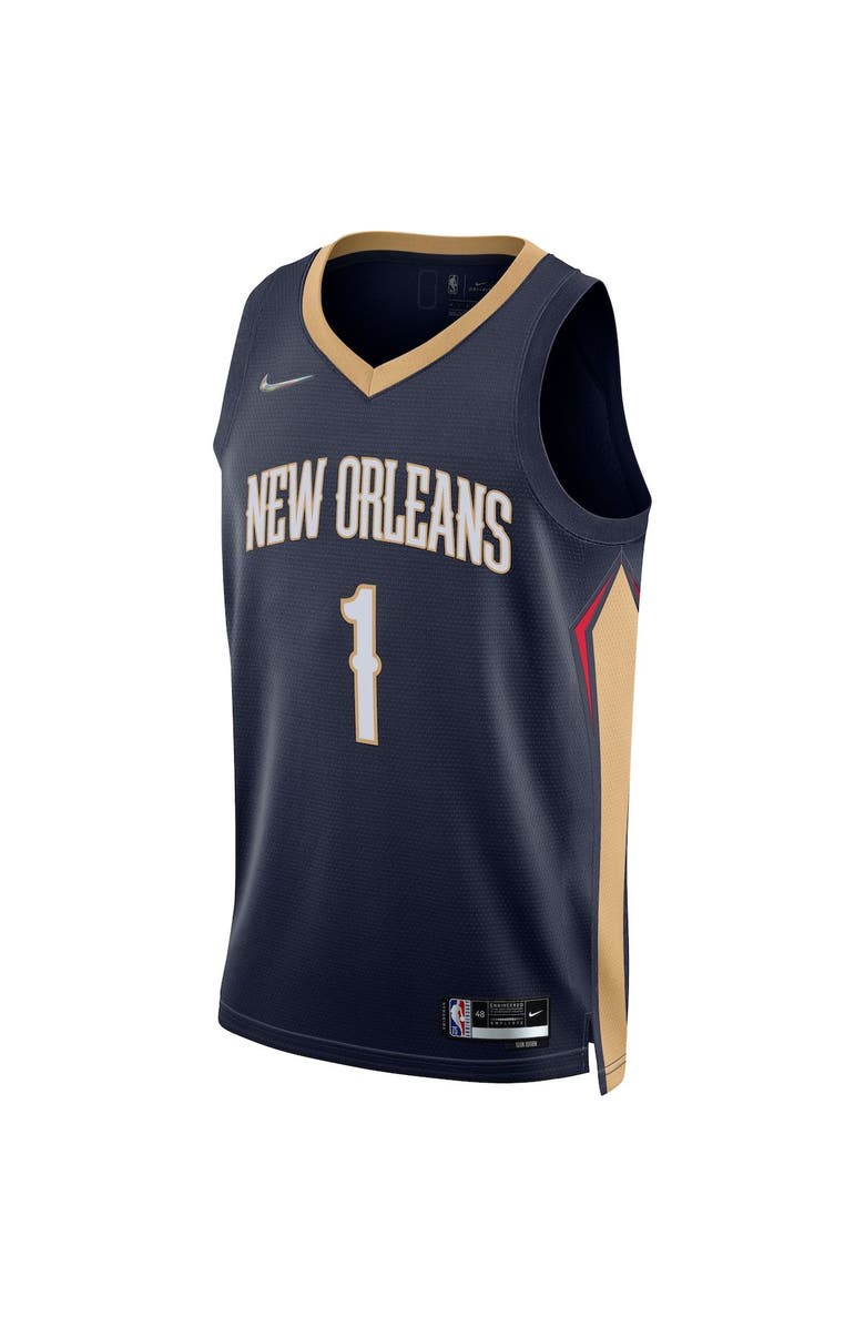 Nike Men's Nike Zion Williamson Navy New Orleans Pelicans 2021/22 Diamond Swingman Jersey - Icon Edition, Alternate, color,