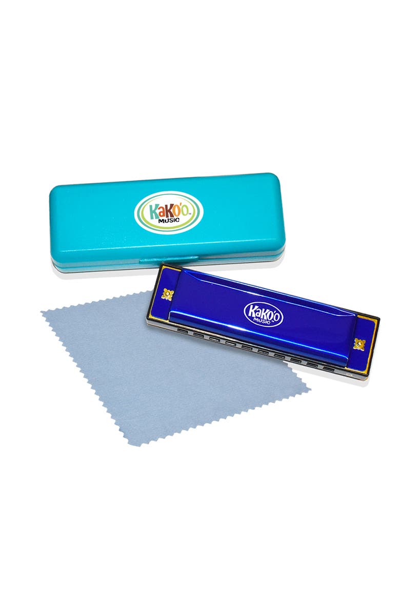 Classic Metal Harmonica Blue 4 Inch Harmonica With Storage Case, Main, color, Multicolored