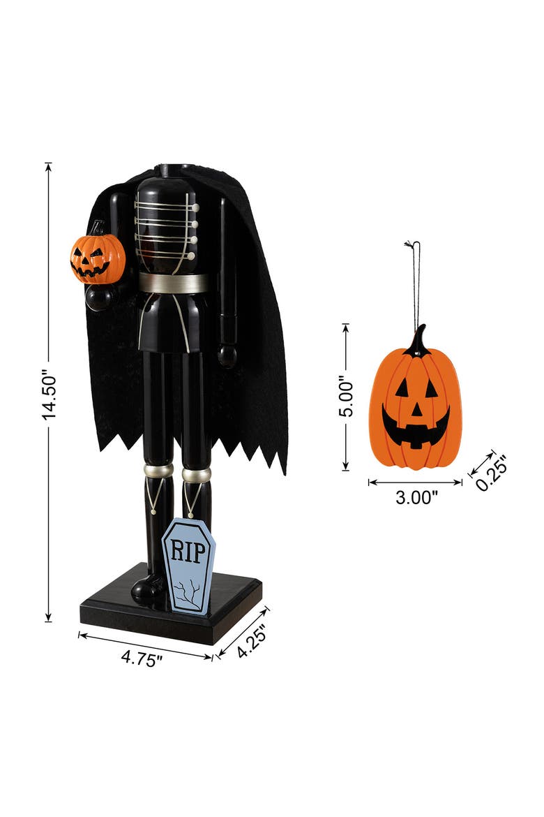 Halloween Wood Skeleton with Ornament Nutcrackers, Alternate, color, Black