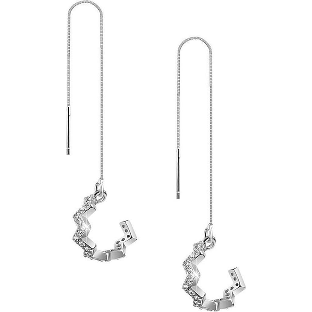 Sterling Forever Zigzag Cubic Zirconia Threader & Cuff Earrings