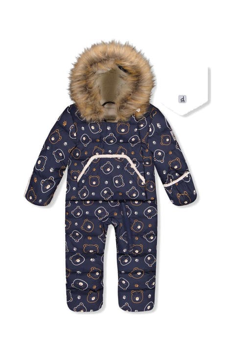Teddy Bears Snug Car Seat Fleece Neckwarmer One Piece Snowsuit