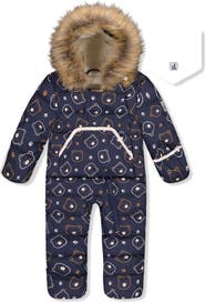 Deux par Deux Teddy Bears Snug Car Seat Fleece Neckwarmer One Piece Snowsuit