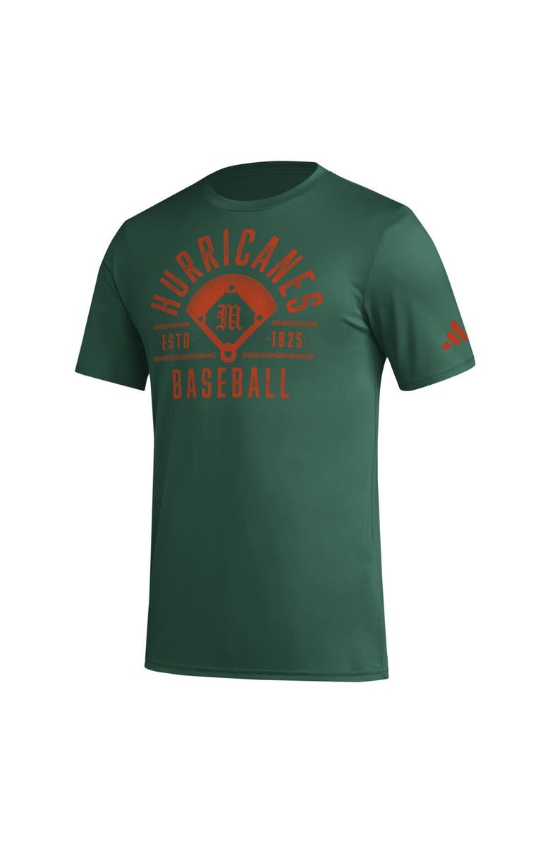 adidas Men's adidas  Green Miami Hurricanes Exit Velocity Baseball Pregame AEROREADY T-Shirt, Alternate, color, Green