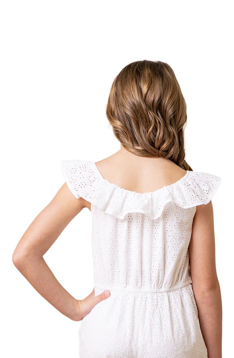 Hope & Henry Girls' Organic Eyelet Ruffle Romper, Toddler, Alternate, color, 