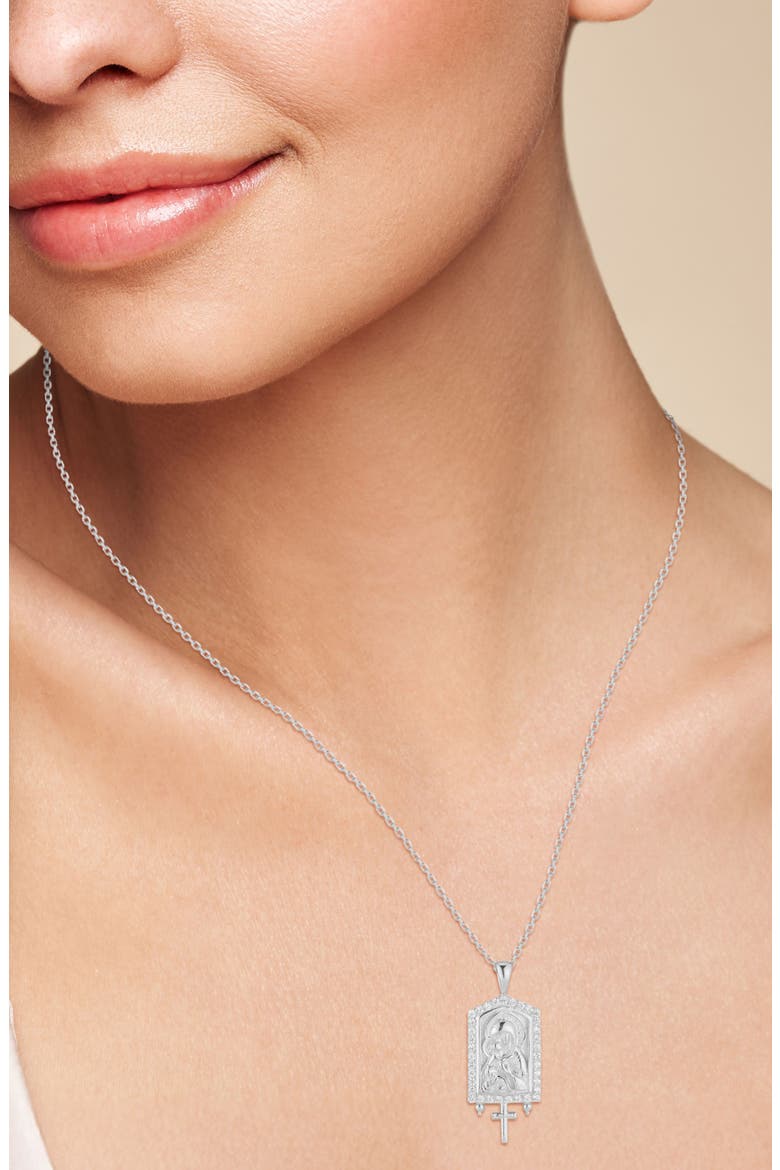 Mary Cubic Zirconia Pendant Necklace, Alternate, color, SILVER