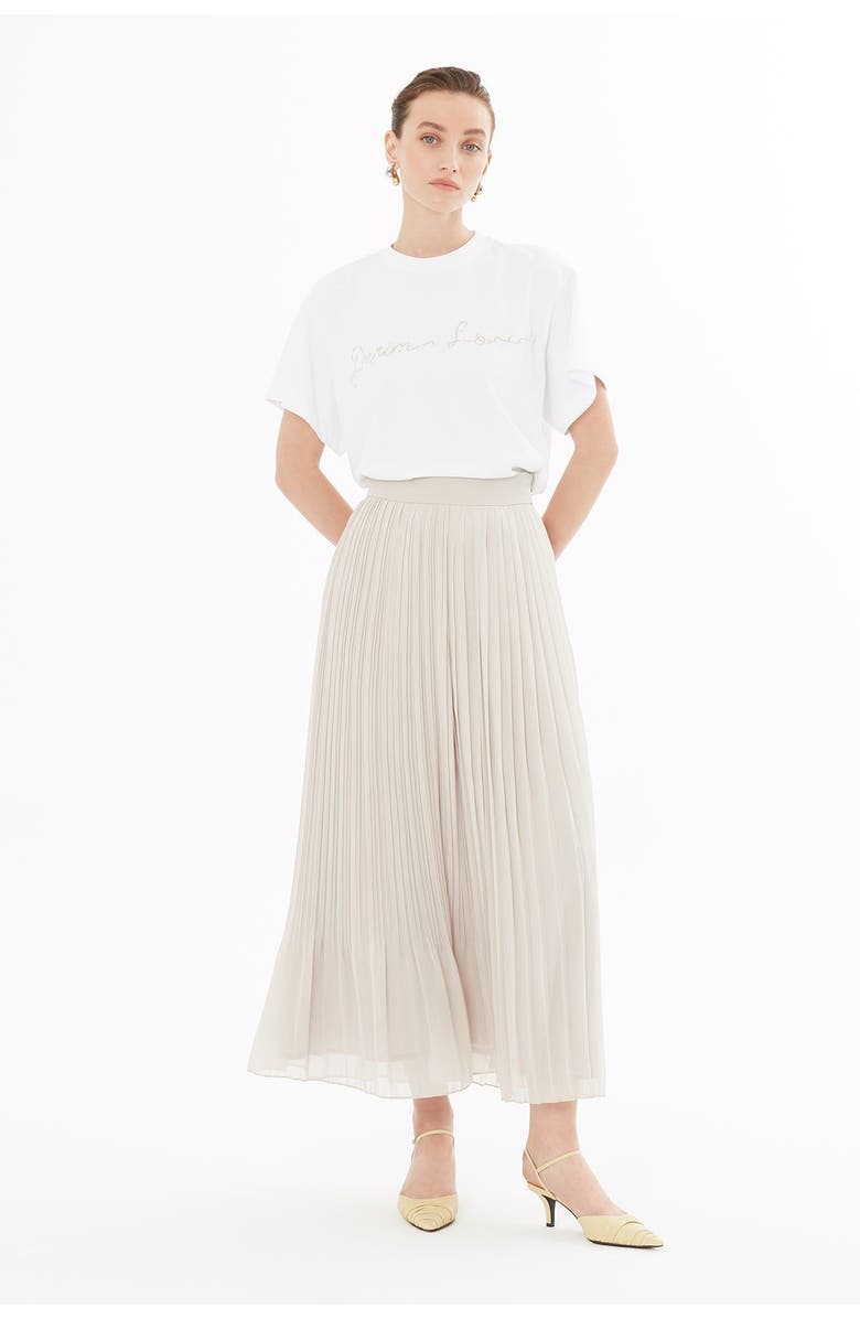 Gizia Chiffon Skirt with Pleated Detail, Alternate, color, Grey