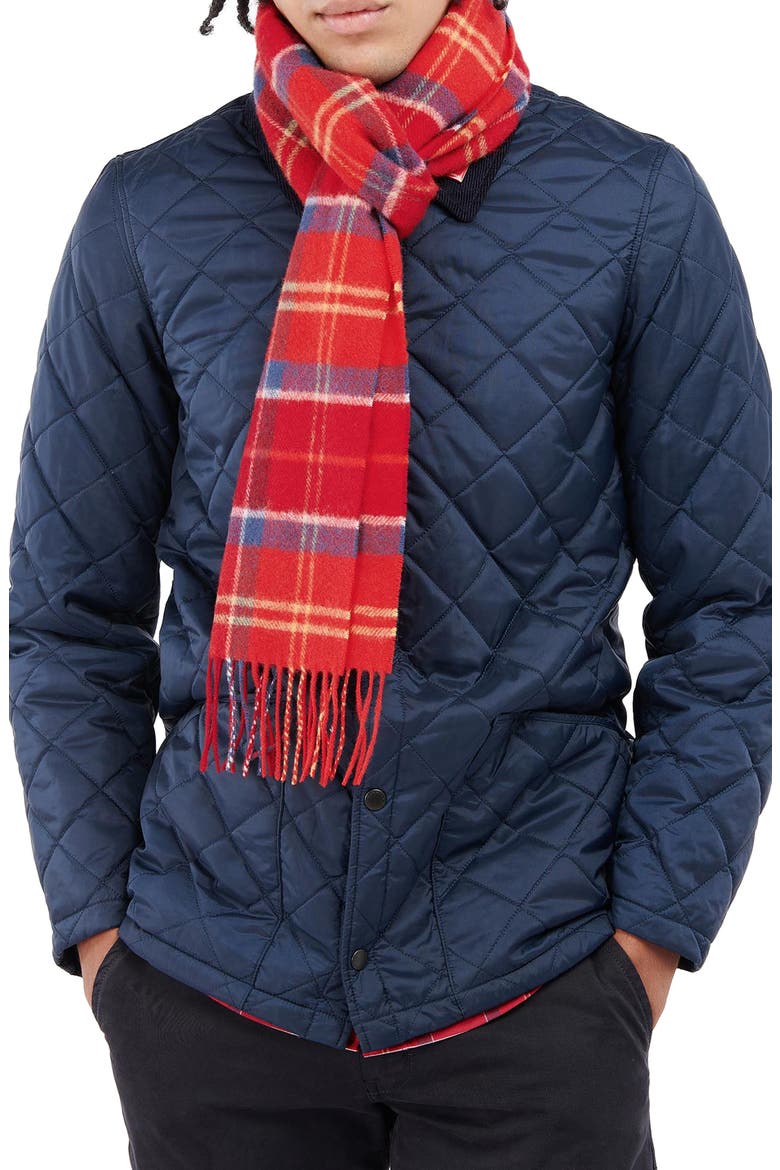 Tig Plaid Lambswool Scarf, Main, color, RED