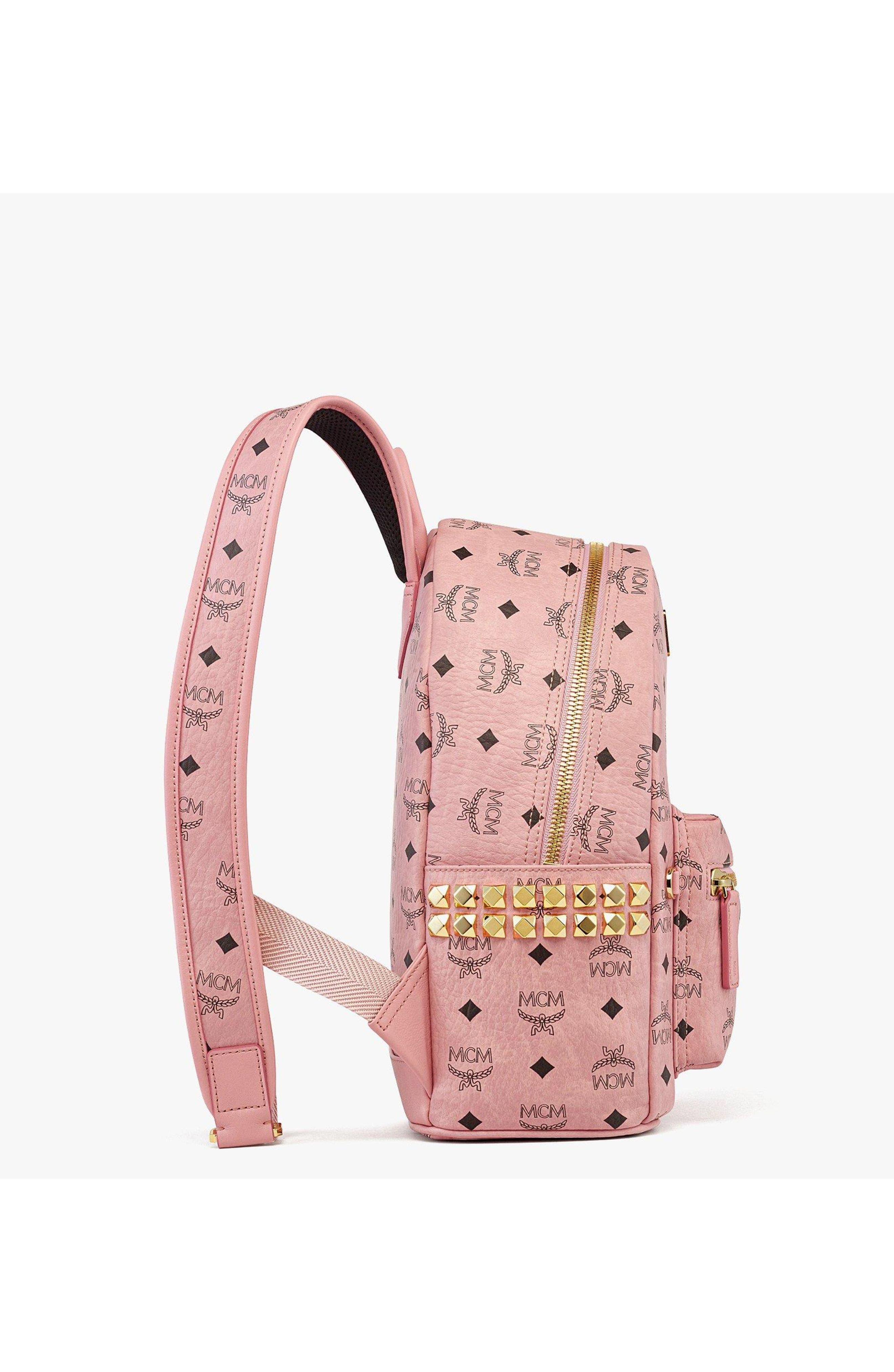 Small Stark Side Studs Backpack in Visetos, Alternate, color, Pink