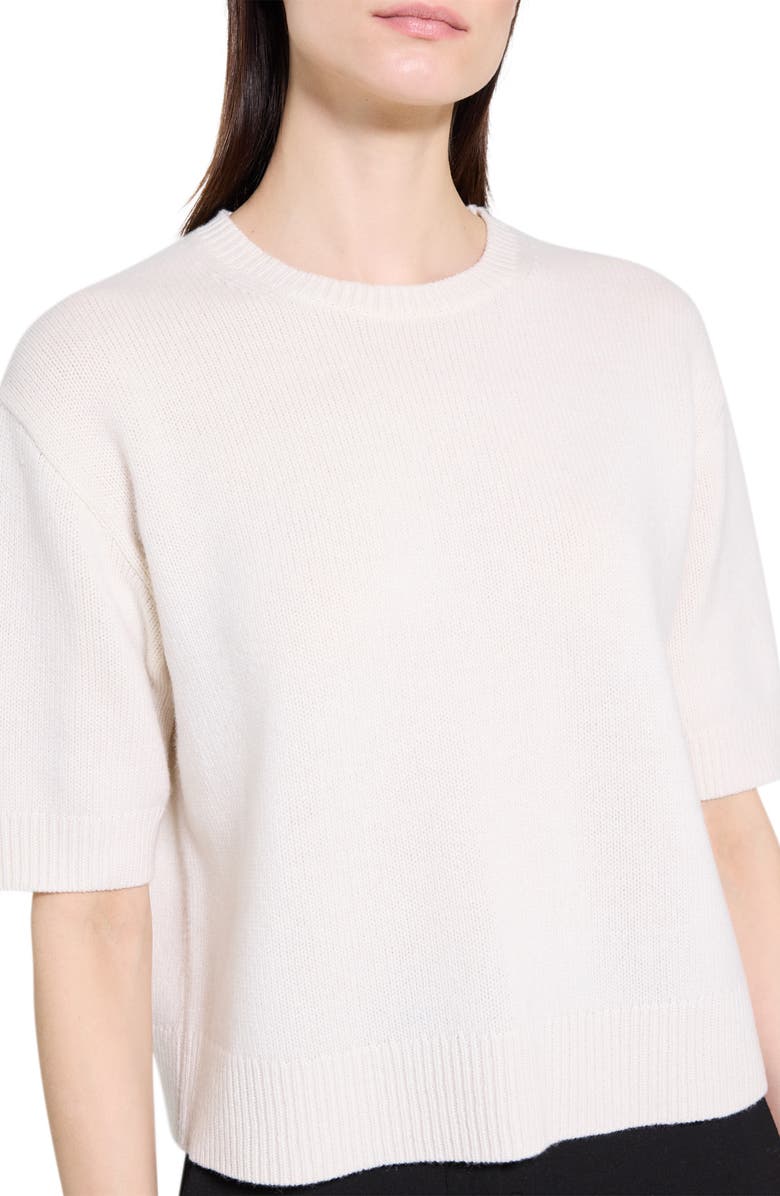 Theory Short Sleeve Cashmere Sweater, Alternate, color, Ivory