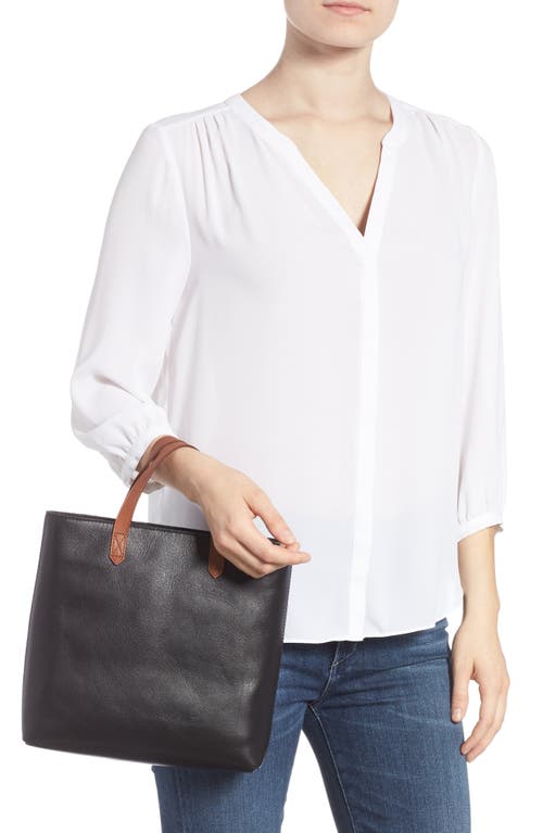 Madewell Small Transport Leather Crossbody Tote In True Black Brown