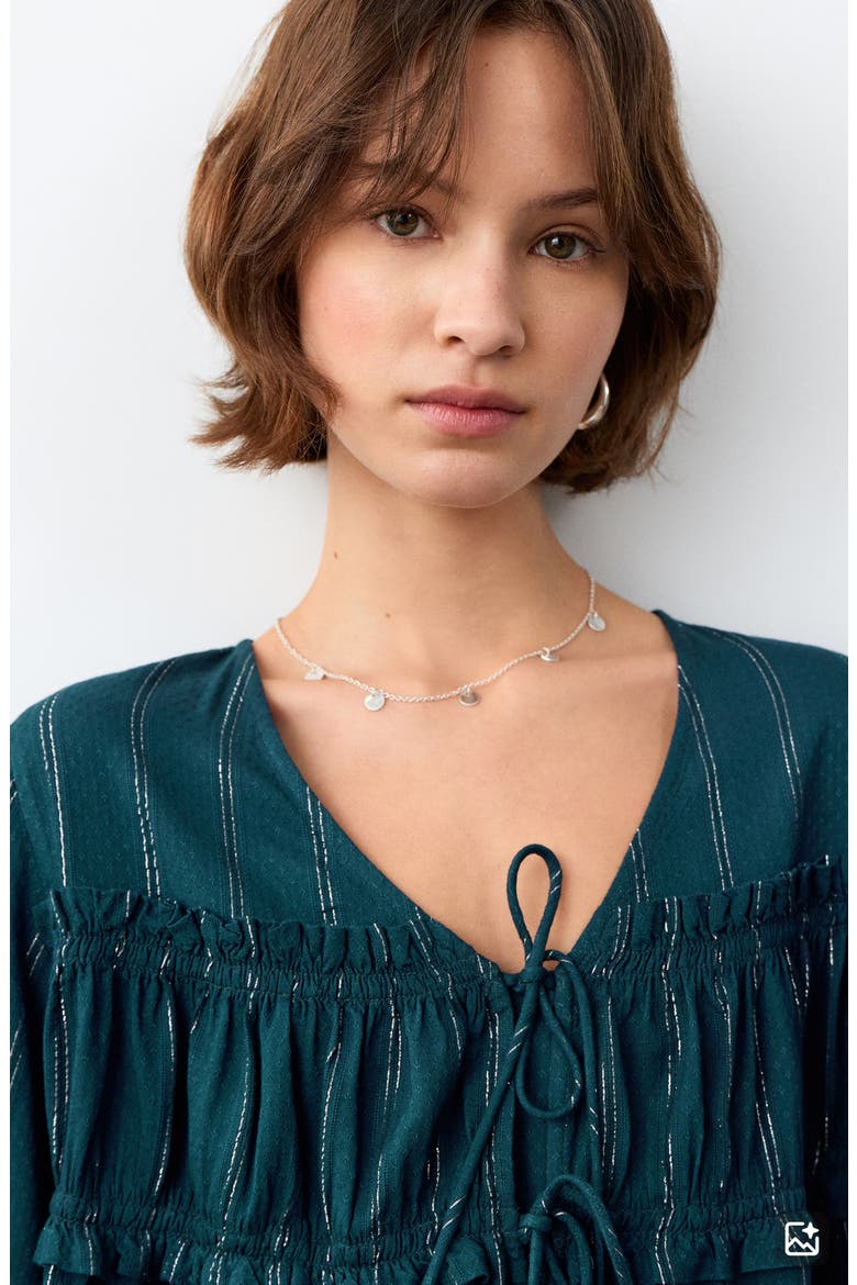 Metallic Stripe Bow Top, Alternate, color, PETROL BLUE