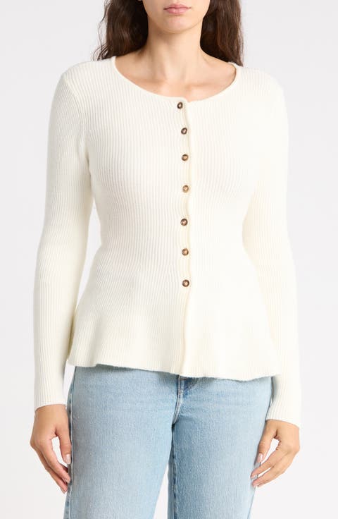 Scoop Neck Peplum Cardigan