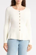 CYRUS Scoop Neck Peplum Cardigan
