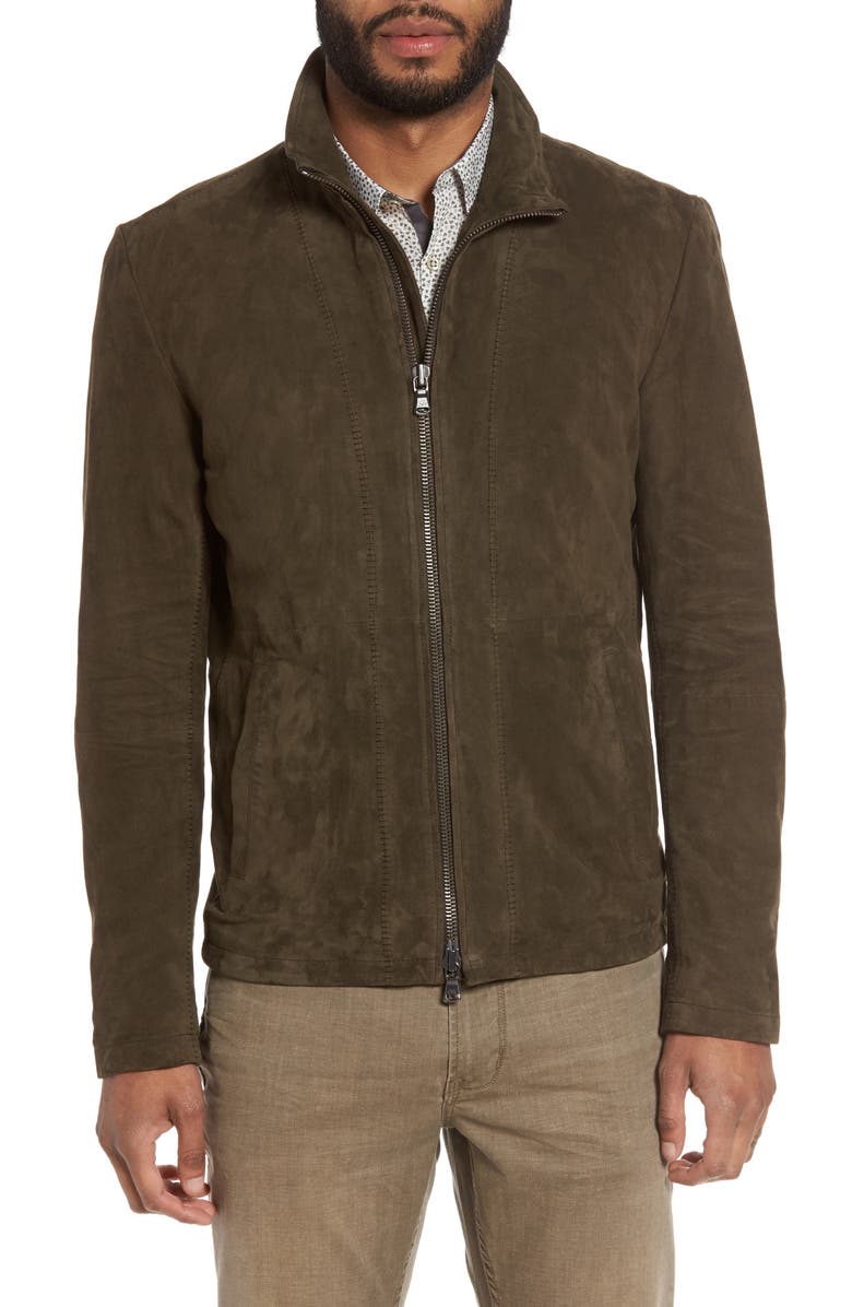 John Varvatos Star USA Zip Front Leather Jacket, Alternate, color,