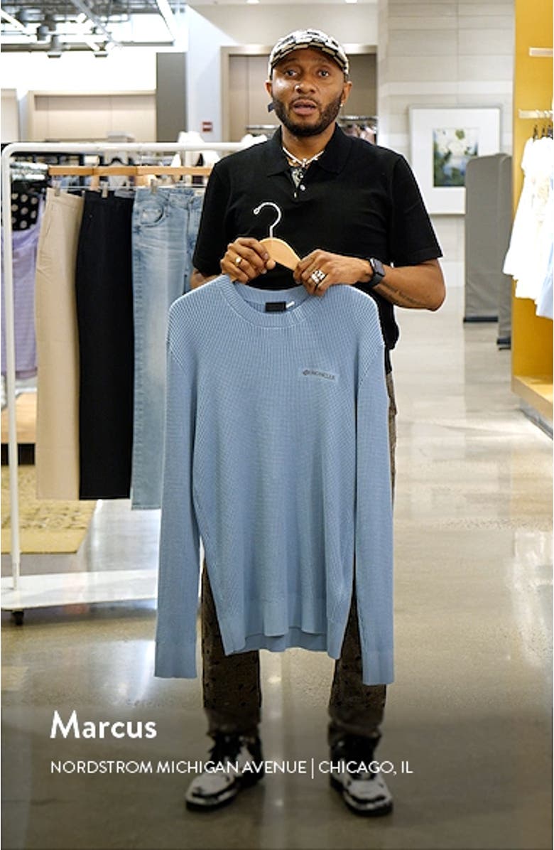 Reflective Logo Patch Waffle Knit Sweater, sales video thumbnail