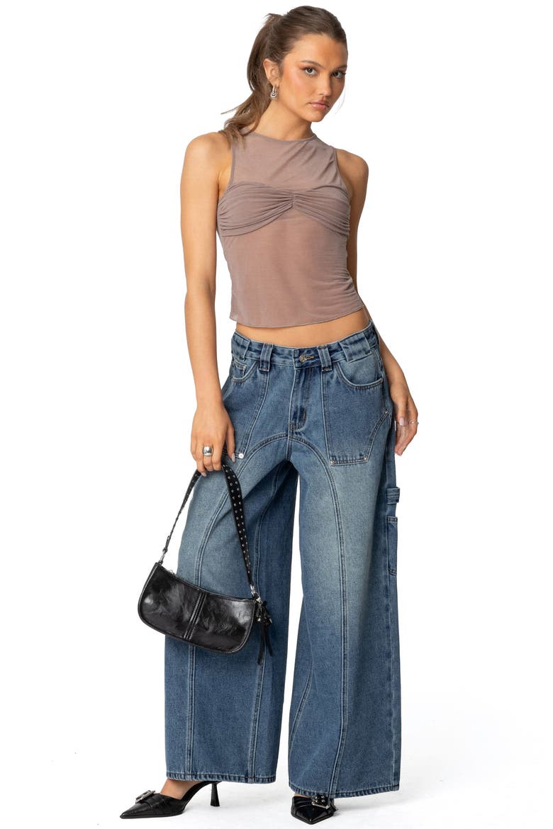 Tal Baggy Low Rise Carpenter Jeans, Alternate, color, BLUE-WASHED