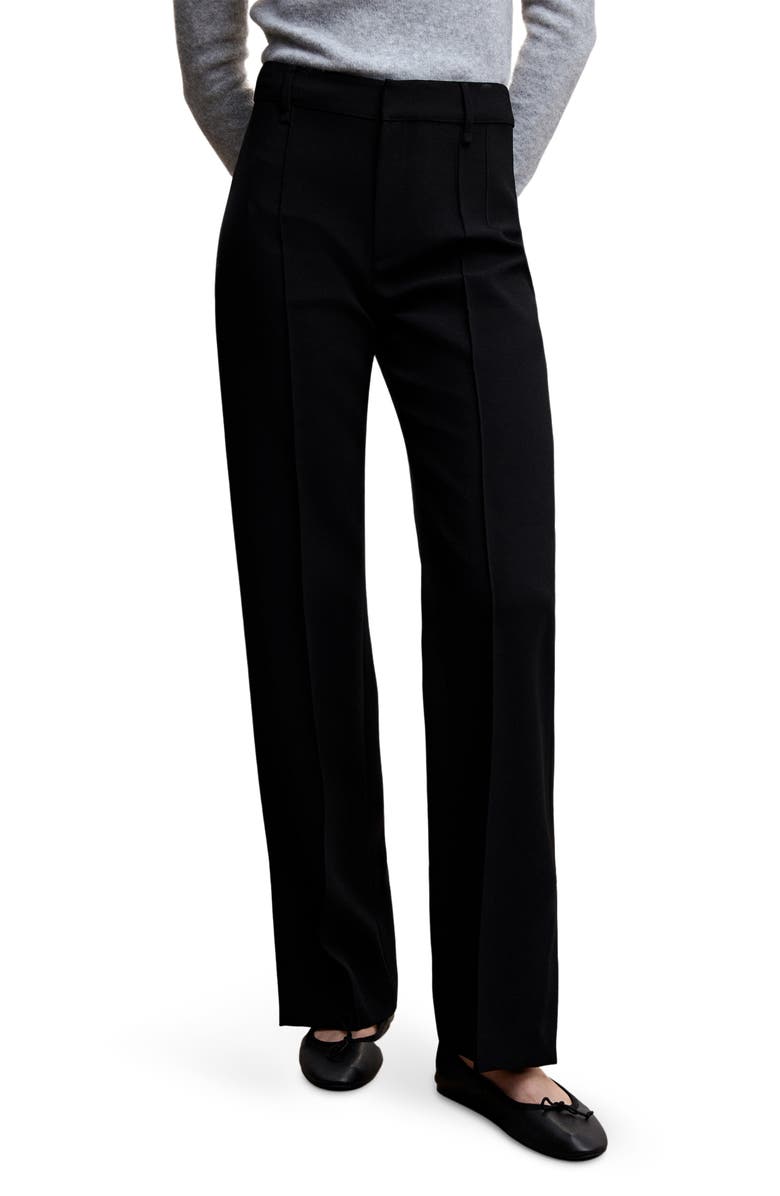 MANGO Slit Hem Straight Leg Pants, Main, color,