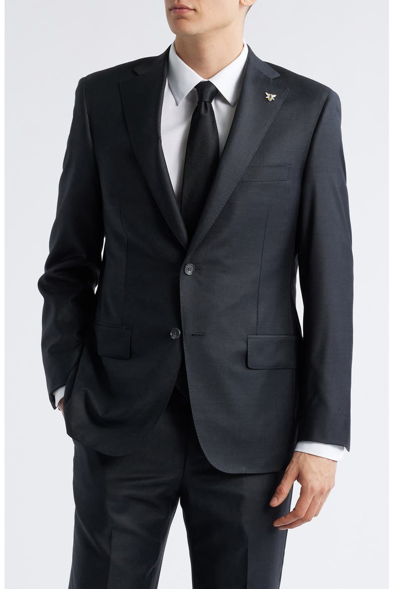 Honey Way Regular Fit Super 150s Charcoal Grey Wool Suit, Alternate, color, CHARCOAL
