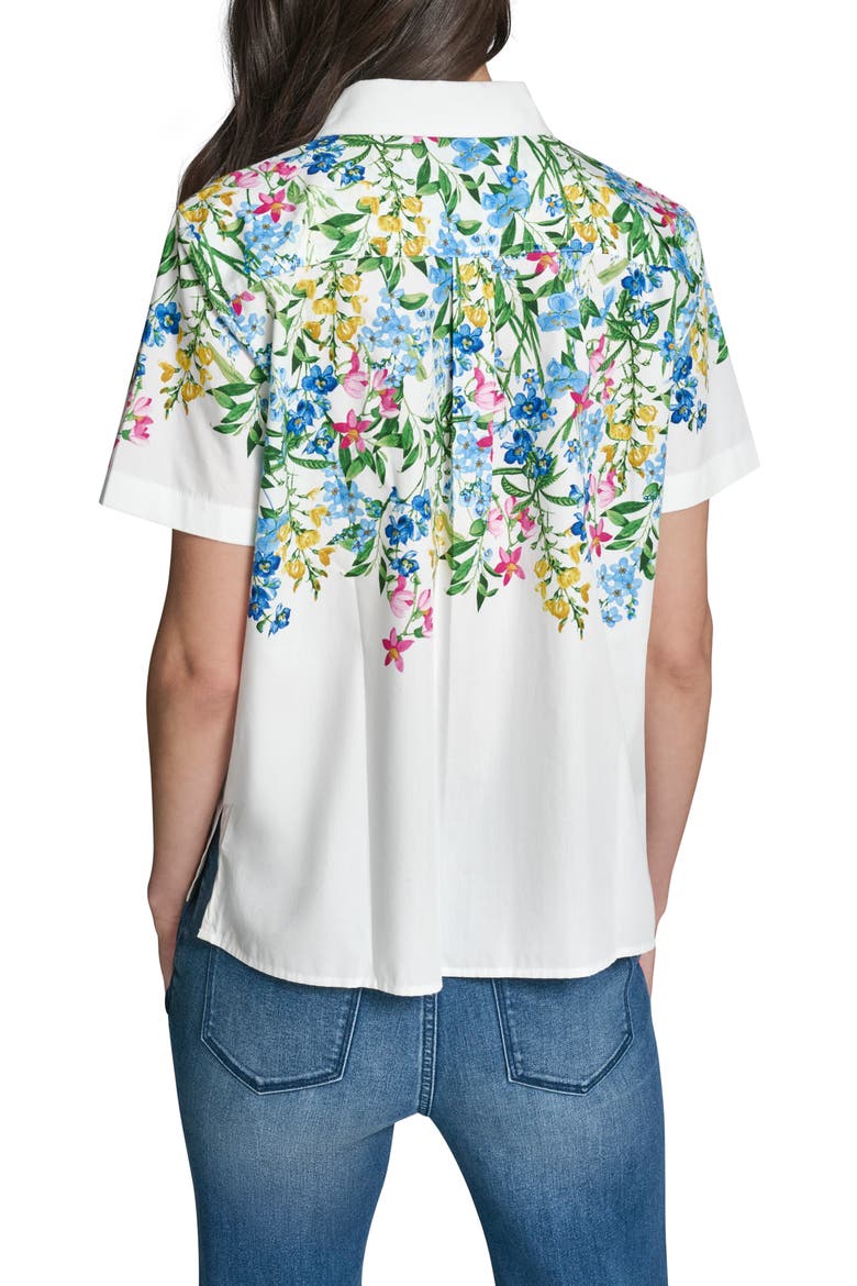 Placed Floral Print Shirt, Alternate, color, SOFT WHITE COMBO