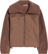 Zella Faux Shearling & Quilted Nylon Hybrid Jacket