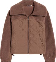 Zella Faux Shearling & Quilted Nylon Hybrid Jacket