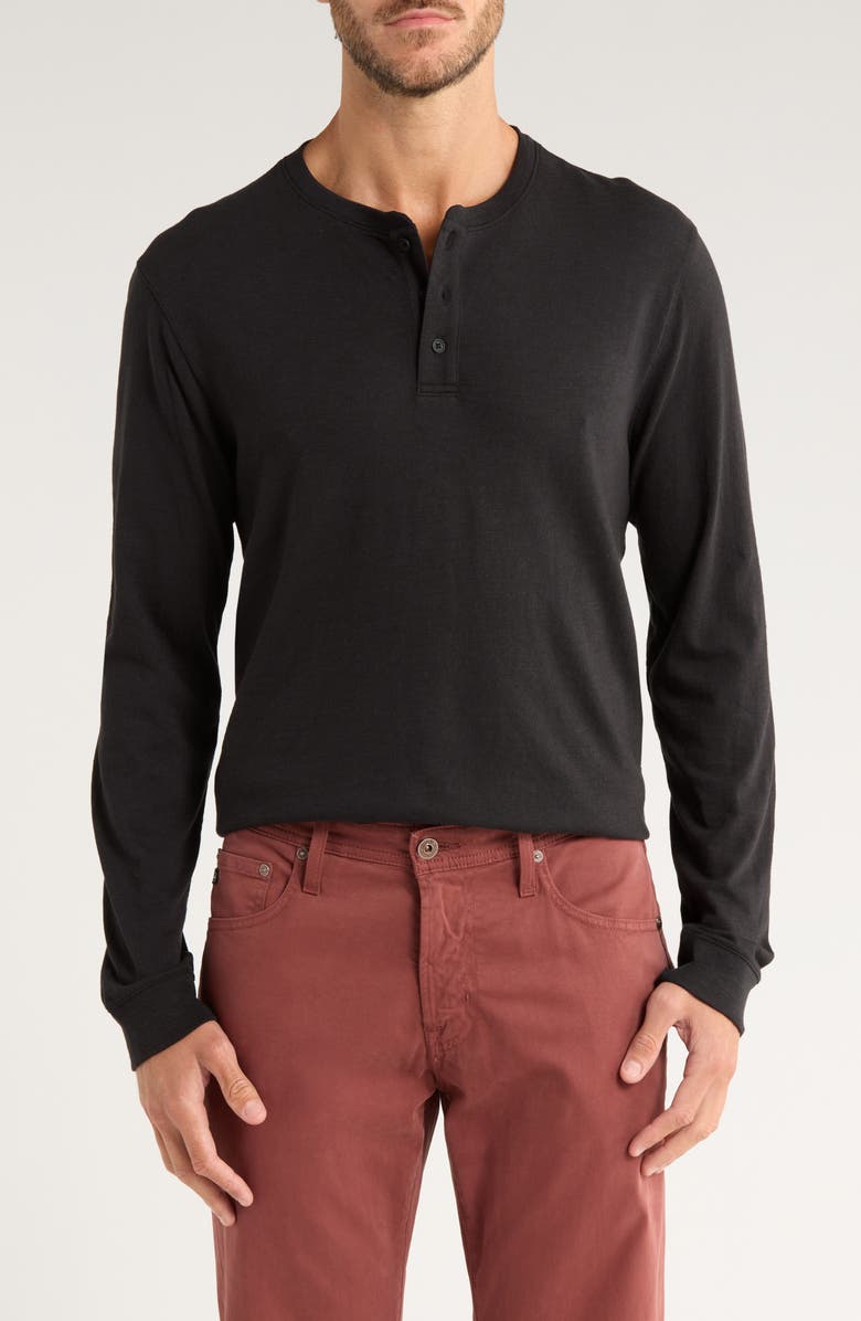 Vince Long Sleeve Henley T-Shirt, Main, color, Black