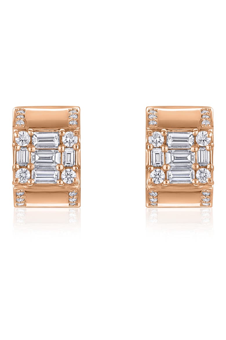 Clarity Diamond Huggie Hoop Earrings, Main, color, 18K ROSE GOLD