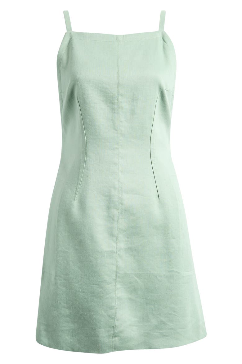 Apron Linen Blend Minidress, Alternate, color, DELICATE GREEN
