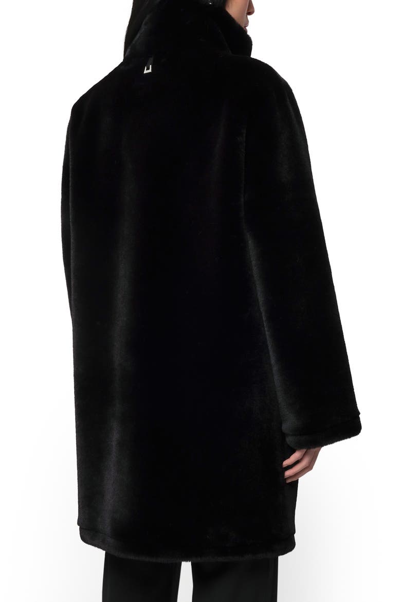 Blair Mid Length Recycled Polyester Pluche™ Faux Fur Coat, Alternate, color, NOIR