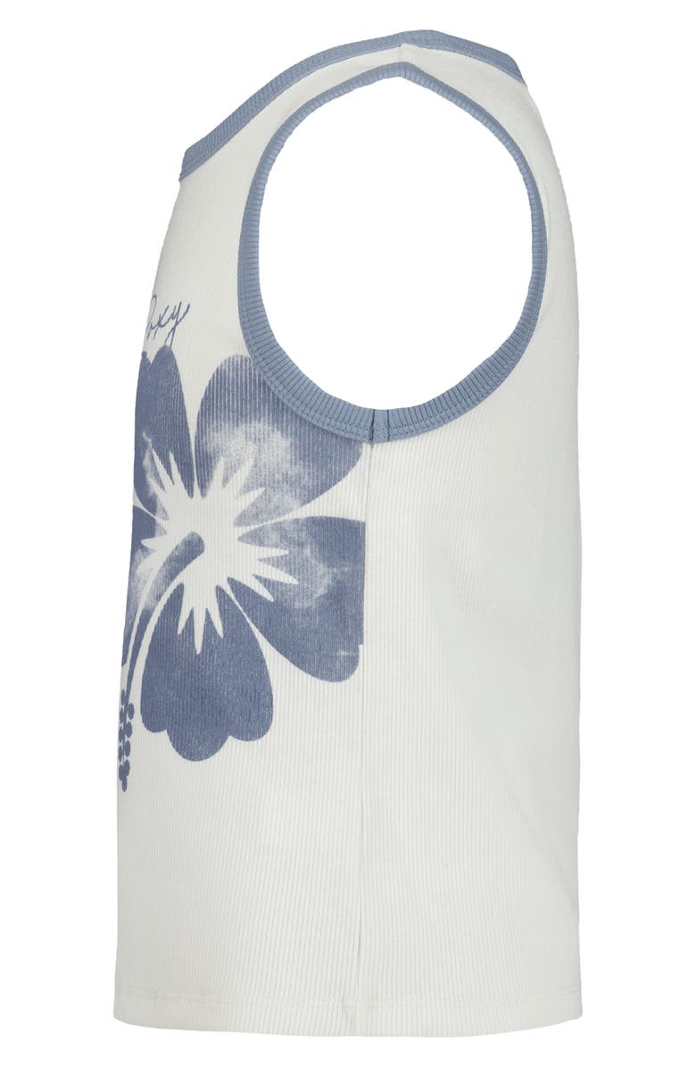 Roxy Kids' Hibiscus Stamp Stretch Cotton Tank, Alternate, color, Rain Washed