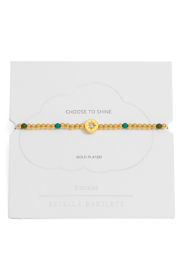 North Star Beaded Stretch Bracelet, Main, color, GOLD