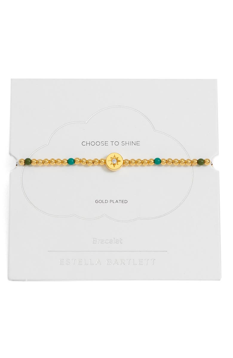 Estella Bartlett North Star Beaded Stretch Bracelet, Main, color, Gold