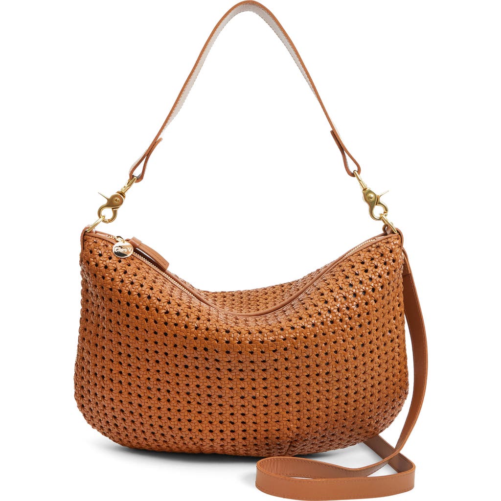 Clare V . Moyen Woven Leather Messenger Bag In Brown