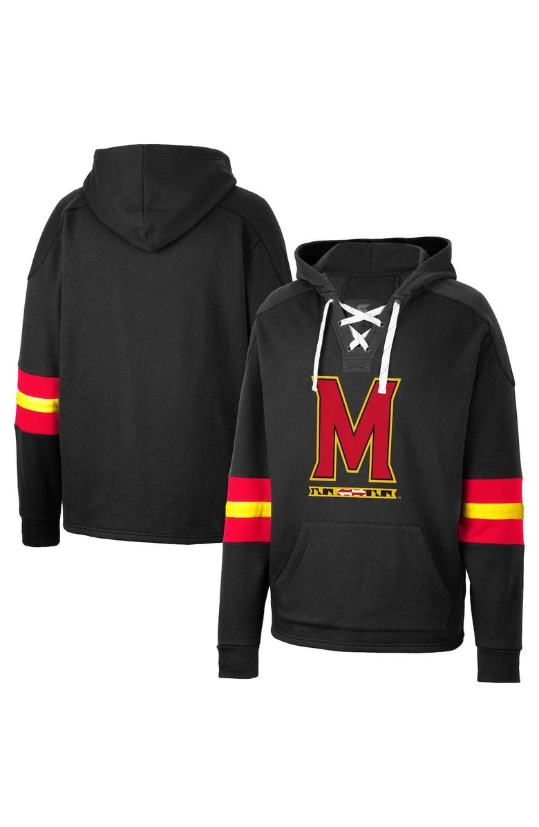 COLOSSEUM Men's Colosseum Black Maryland Terrapins Lace-Up 4.0 Pullover Hoodie, Main, color, 