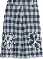 YanYan Gingham Flower Linen & Cotton Blend Jacquard Bermuda Shorts