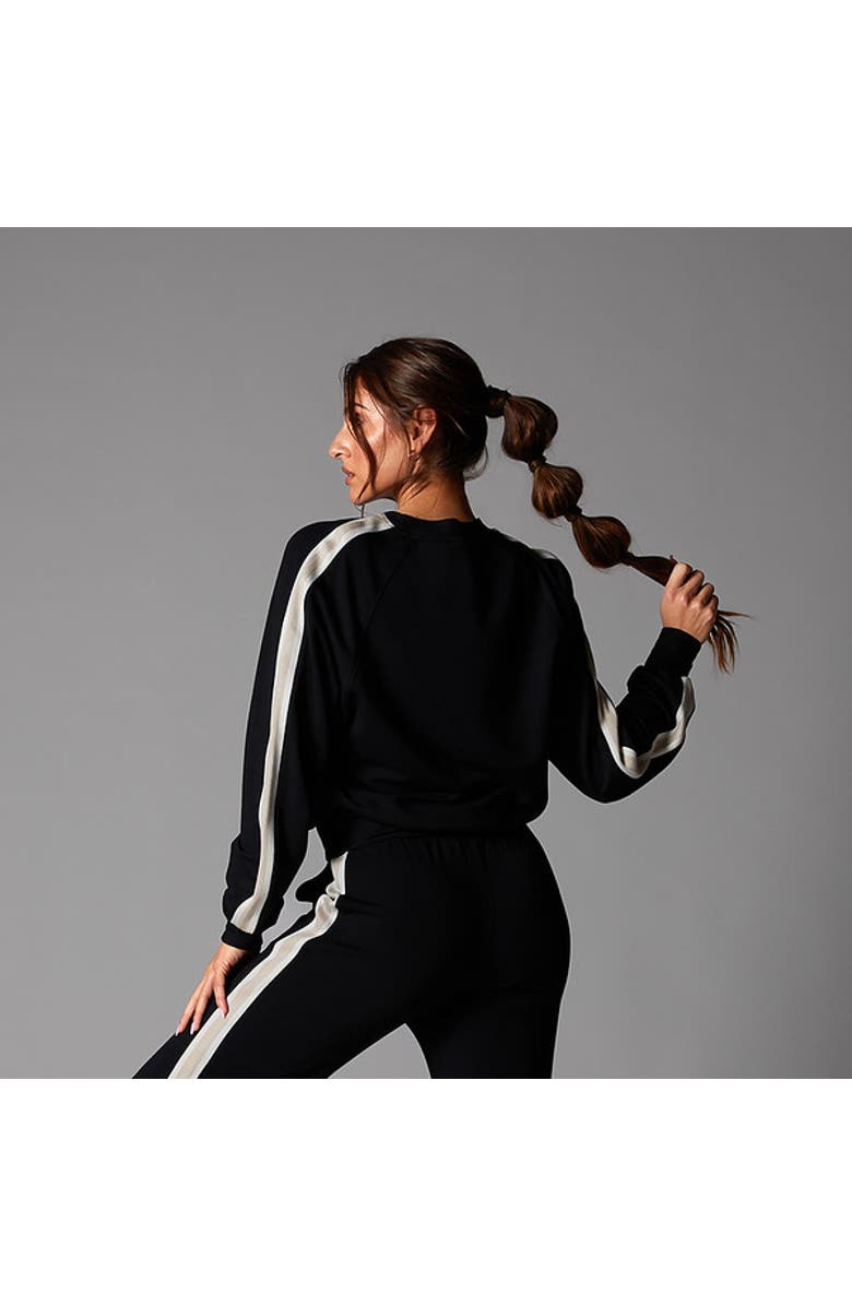 Tavi Ease Crew Stripe Sweatshirt, Alternate, color, Ebony Coconut