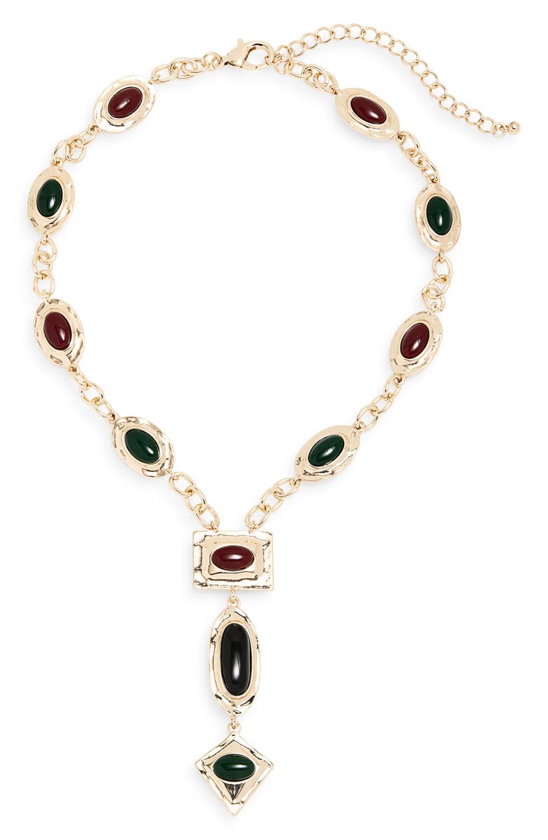 Tasha Stone Lariat Necklace, Main, color, Gold Multi