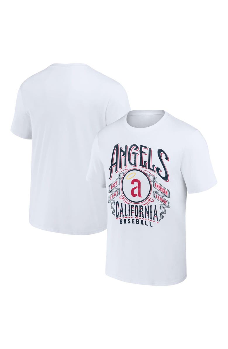 Darius Rucker Collection by Fanatics Men's Darius Rucker Collection by Fanatics White California Angels Cooperstown Collection Distressed Rock T-Shirt, Main, color, White